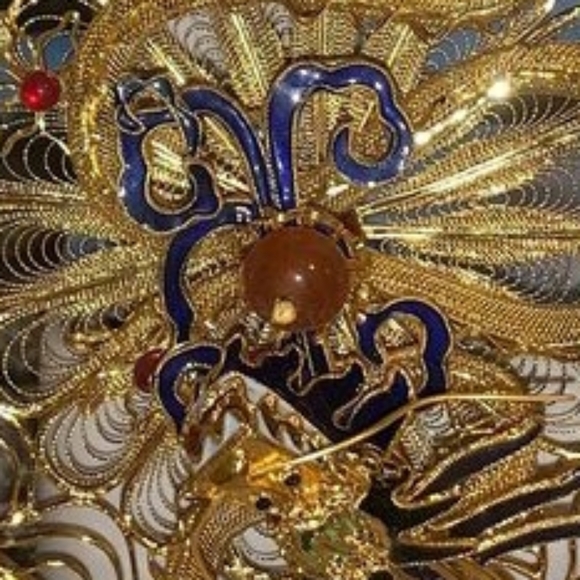Dragon Filigree Cloisonne 3D Asian Decor Gold w Color ! - Picture 6 of 16